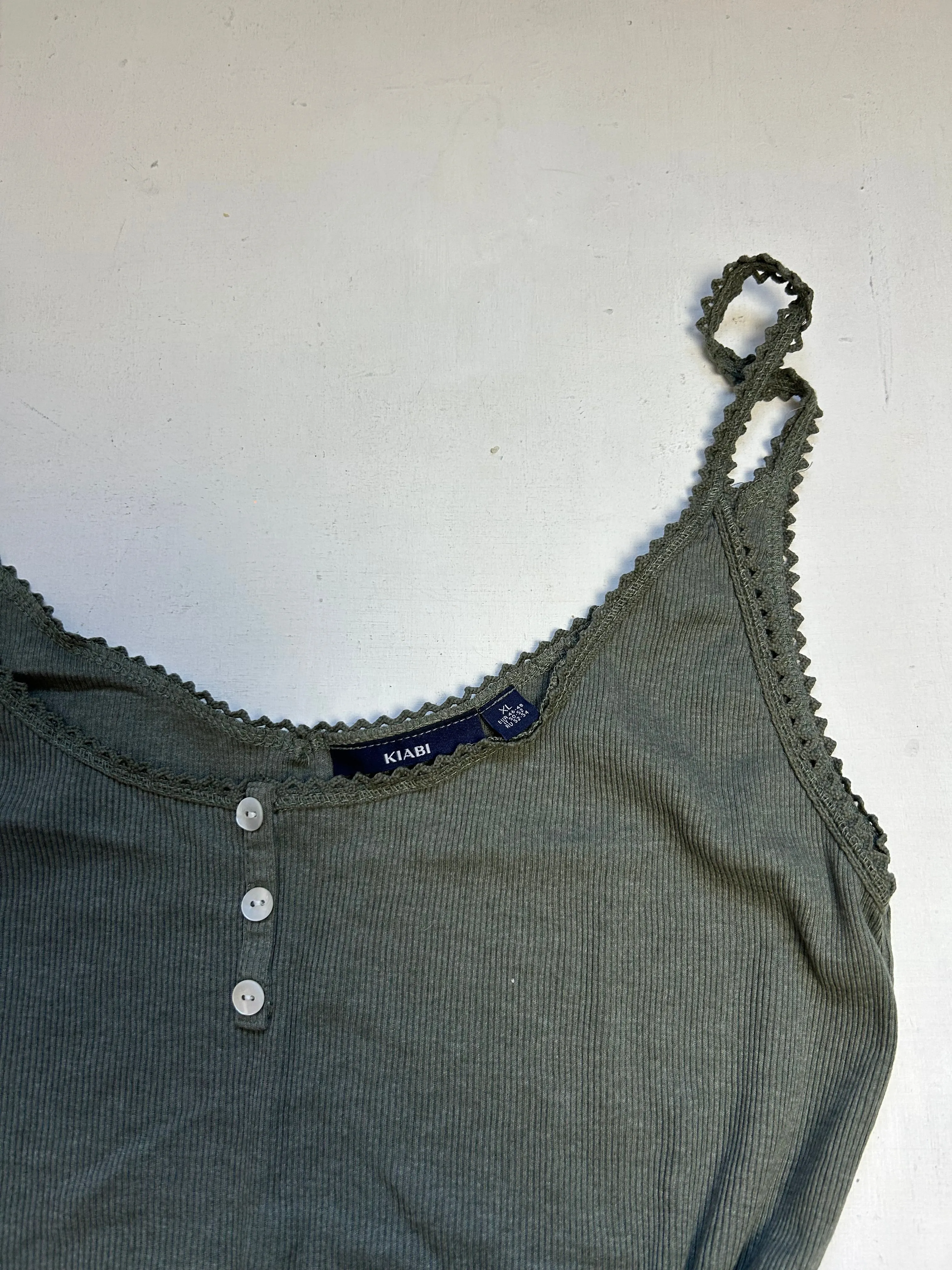 Khaki ribbed cami top (XL)