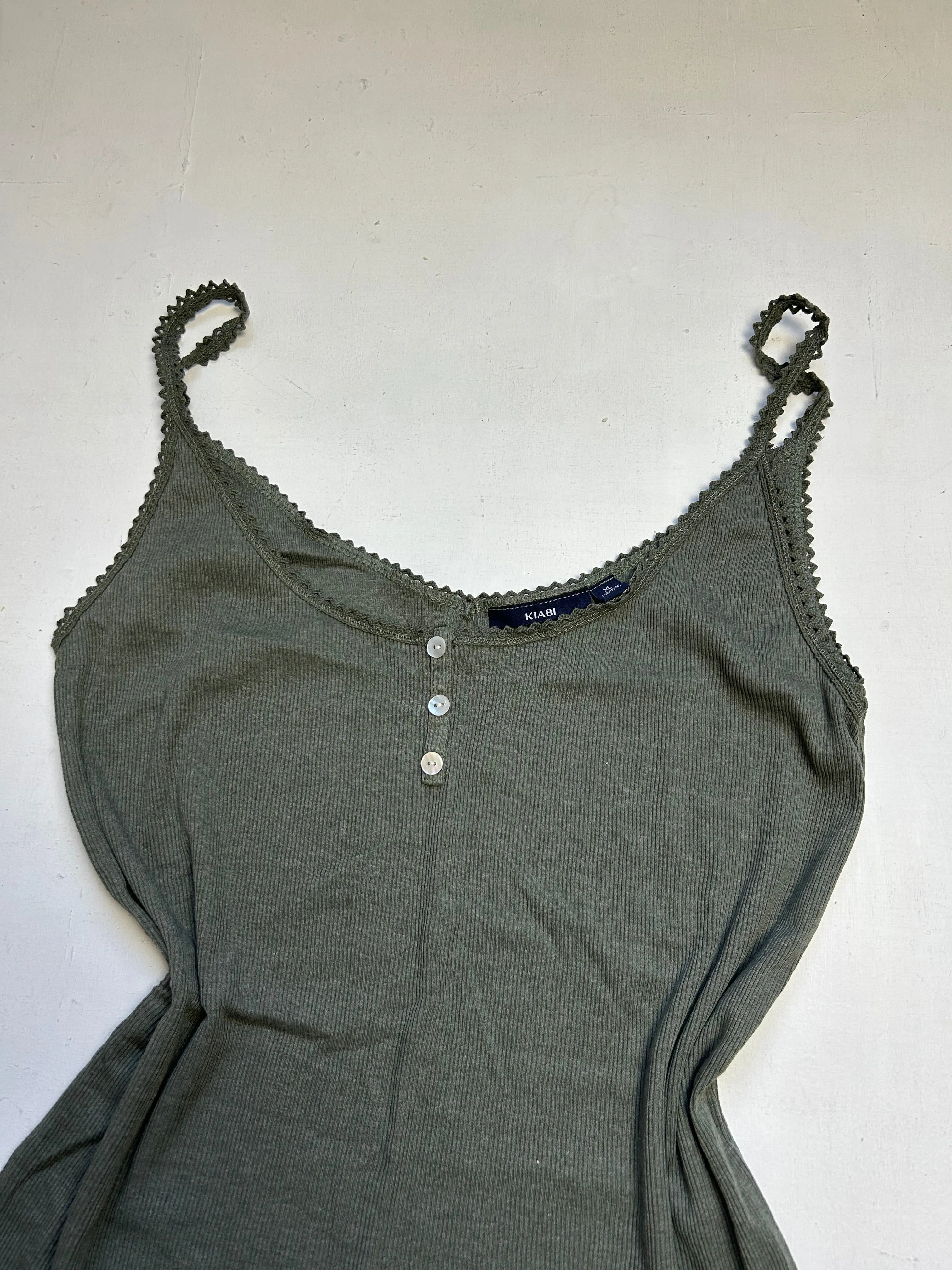 Khaki ribbed cami top (XL)
