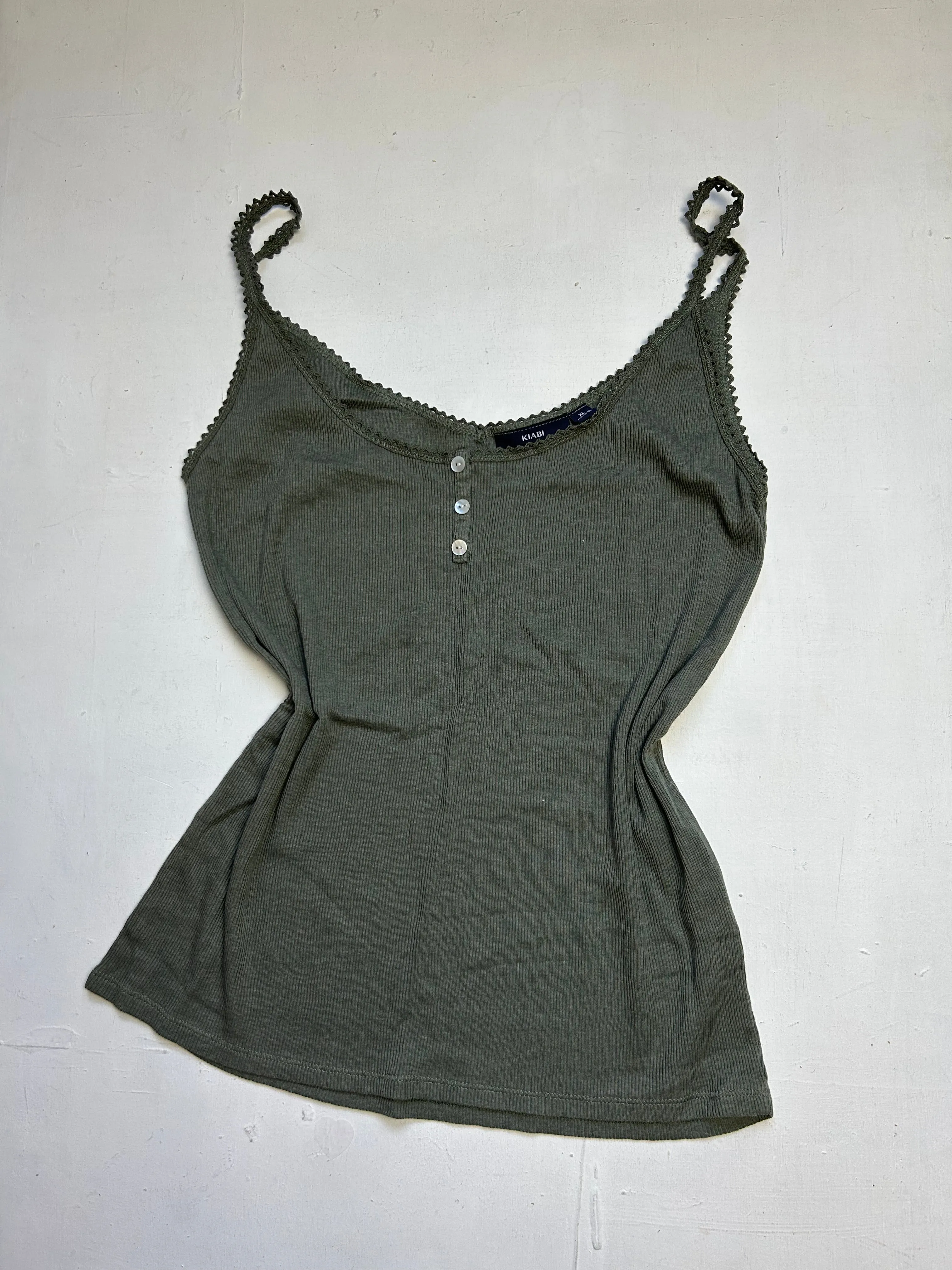 Khaki ribbed cami top (XL)