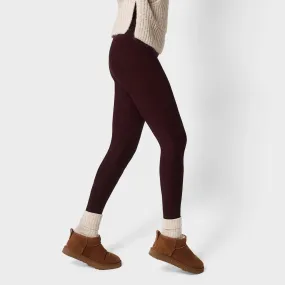 Ladies Burgundy Fleece Lined Leggings