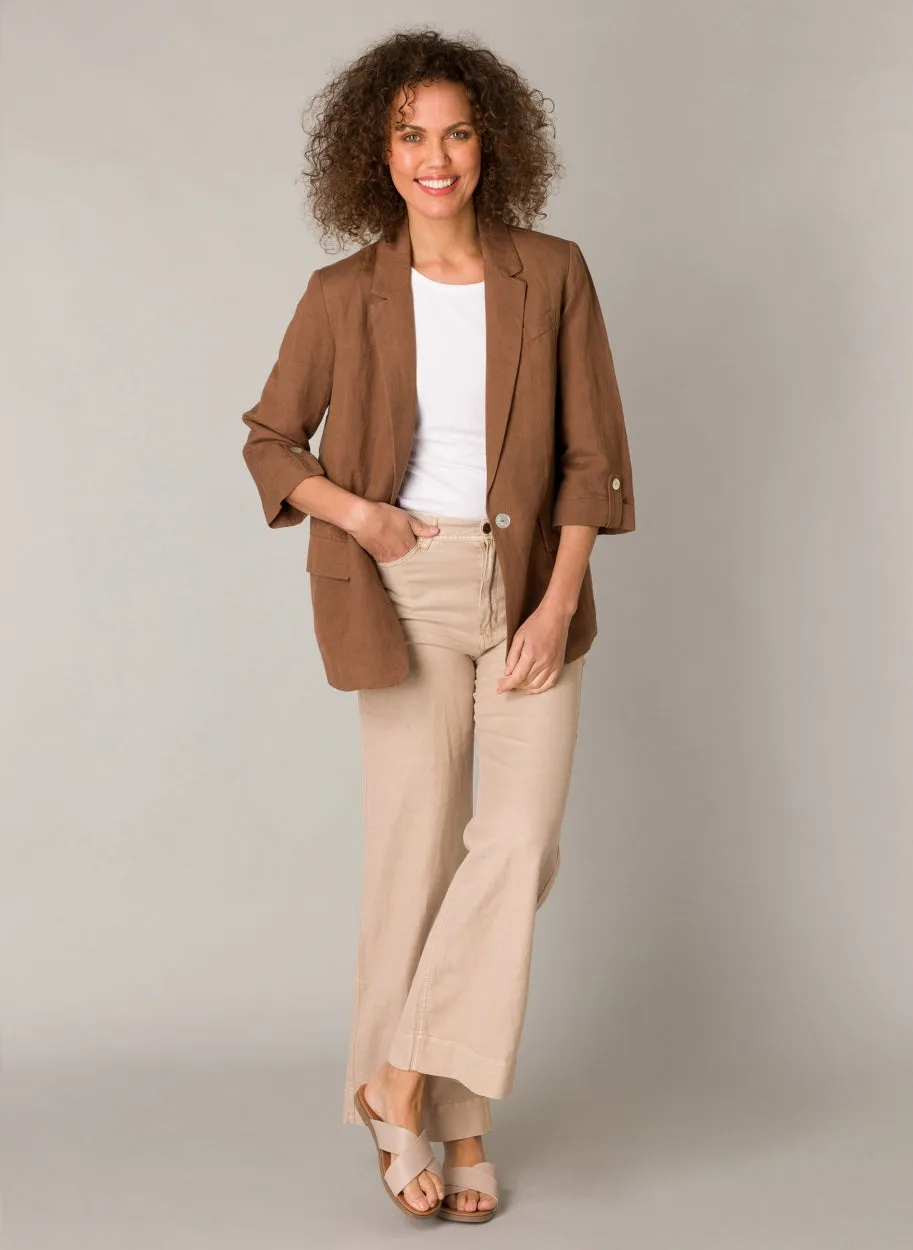 Linen 3/4 sleeve blazer