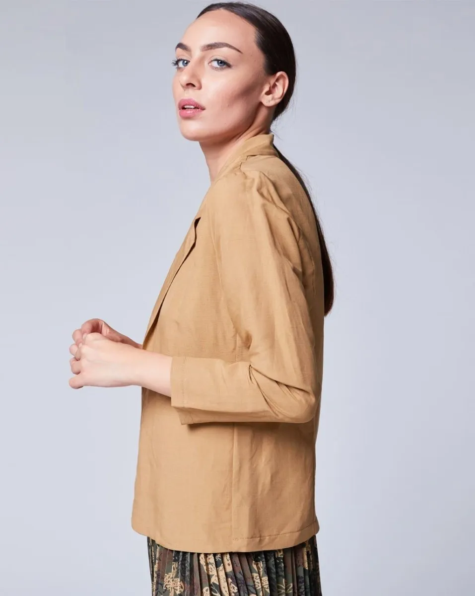Linen Open Front Blazer