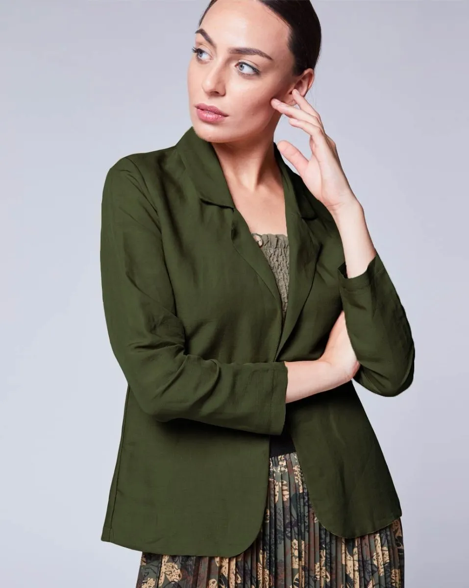Linen Open Front Blazer