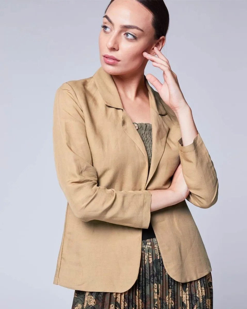 Linen Open Front Blazer