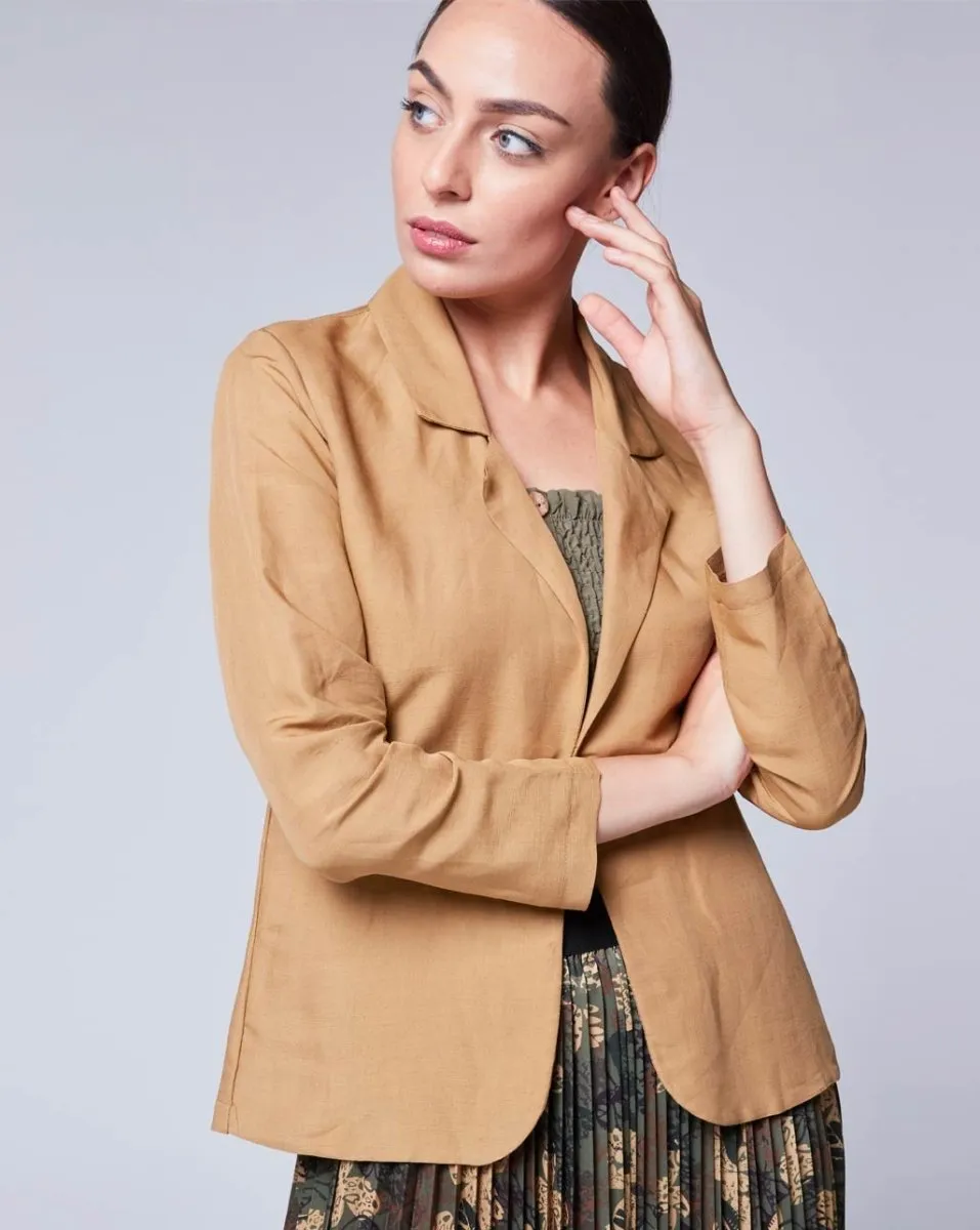 Linen Open Front Blazer