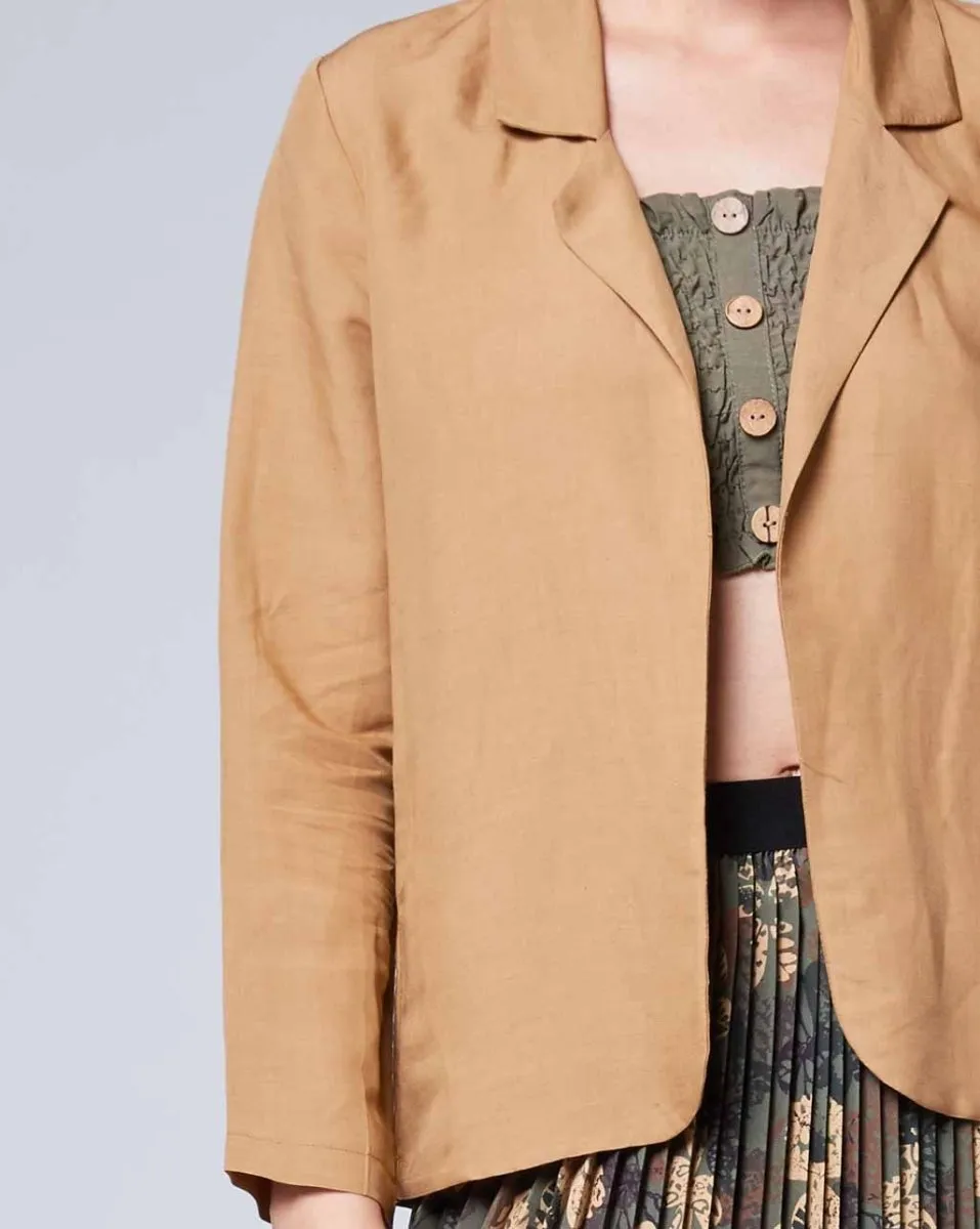 Linen Open Front Blazer