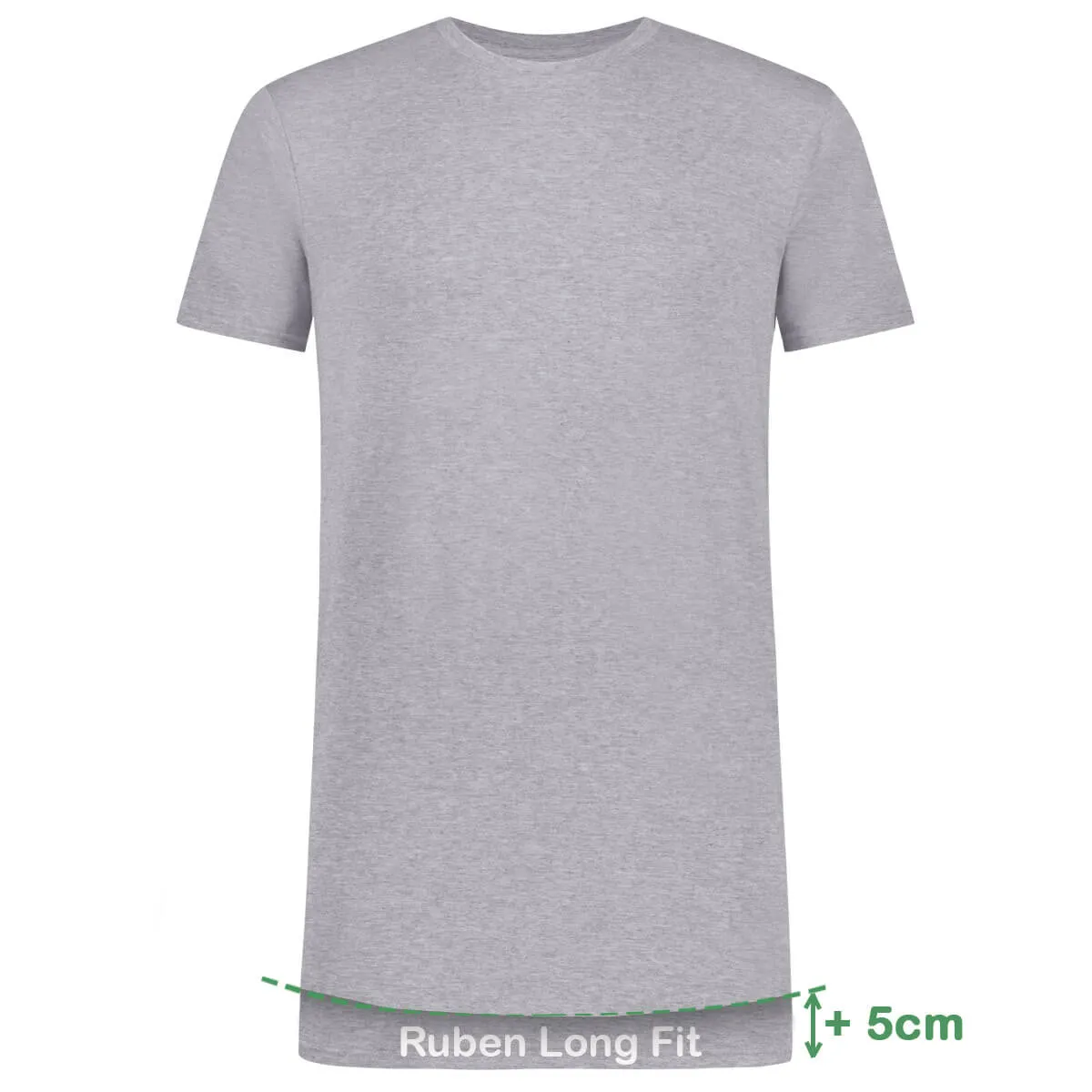 Long Fit T-Shirts Ruben ronde hals (2-pack) - Grey Melange