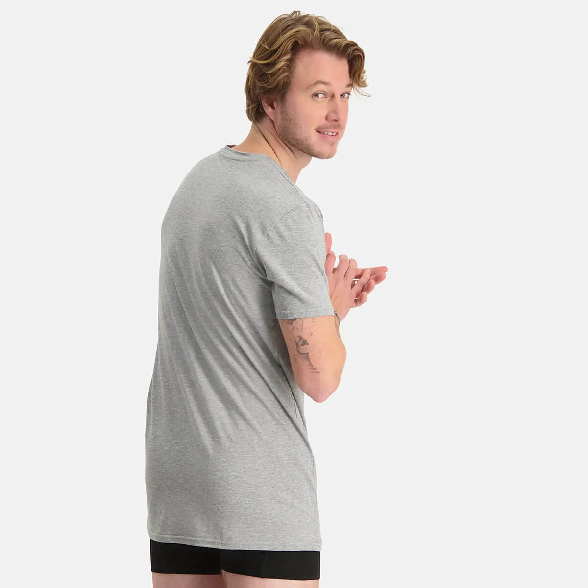 Long Fit T-Shirts Ruben ronde hals (2-pack) - Grey Melange