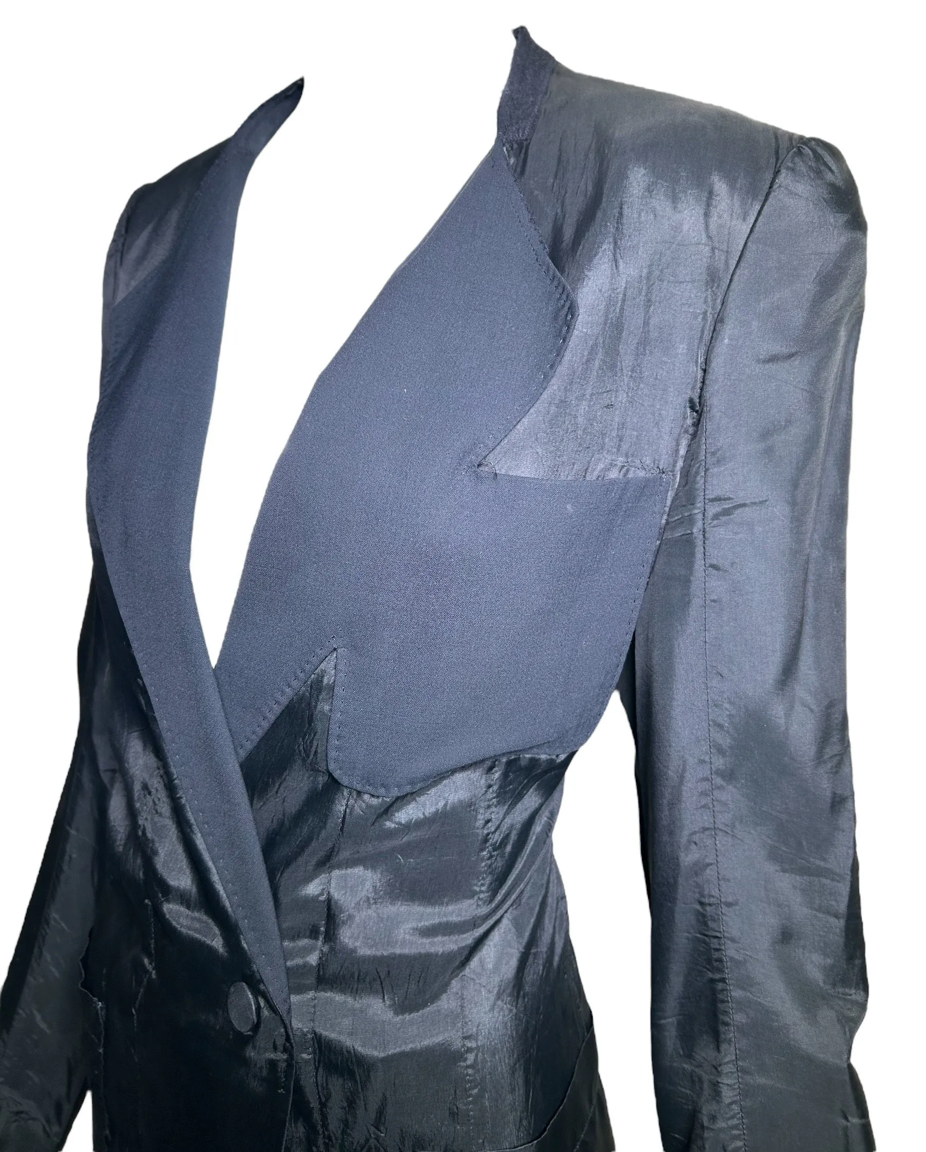 Martin Margiela 90's Deconstructed Black Acetate Blazer