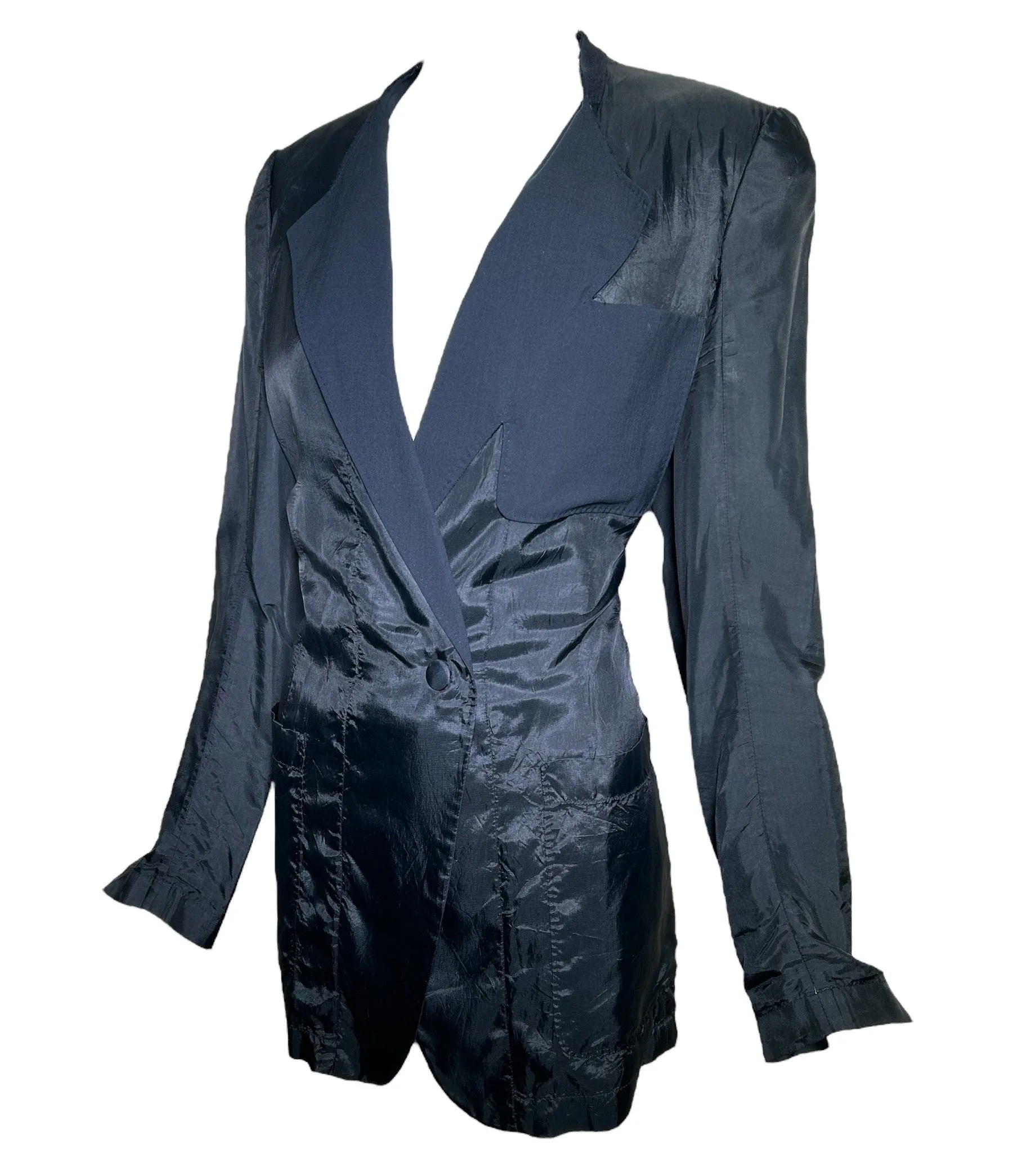 Martin Margiela 90's Deconstructed Black Acetate Blazer