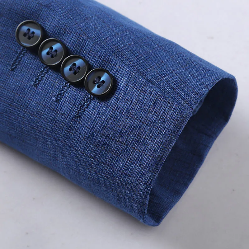 Men’s Casual Slim Fit Blue Suit – Modern Single-Breasted Blazer
