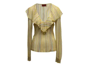 Mustard & Multicolor Missoni Striped Ruffle-Trimmed Top Size US M