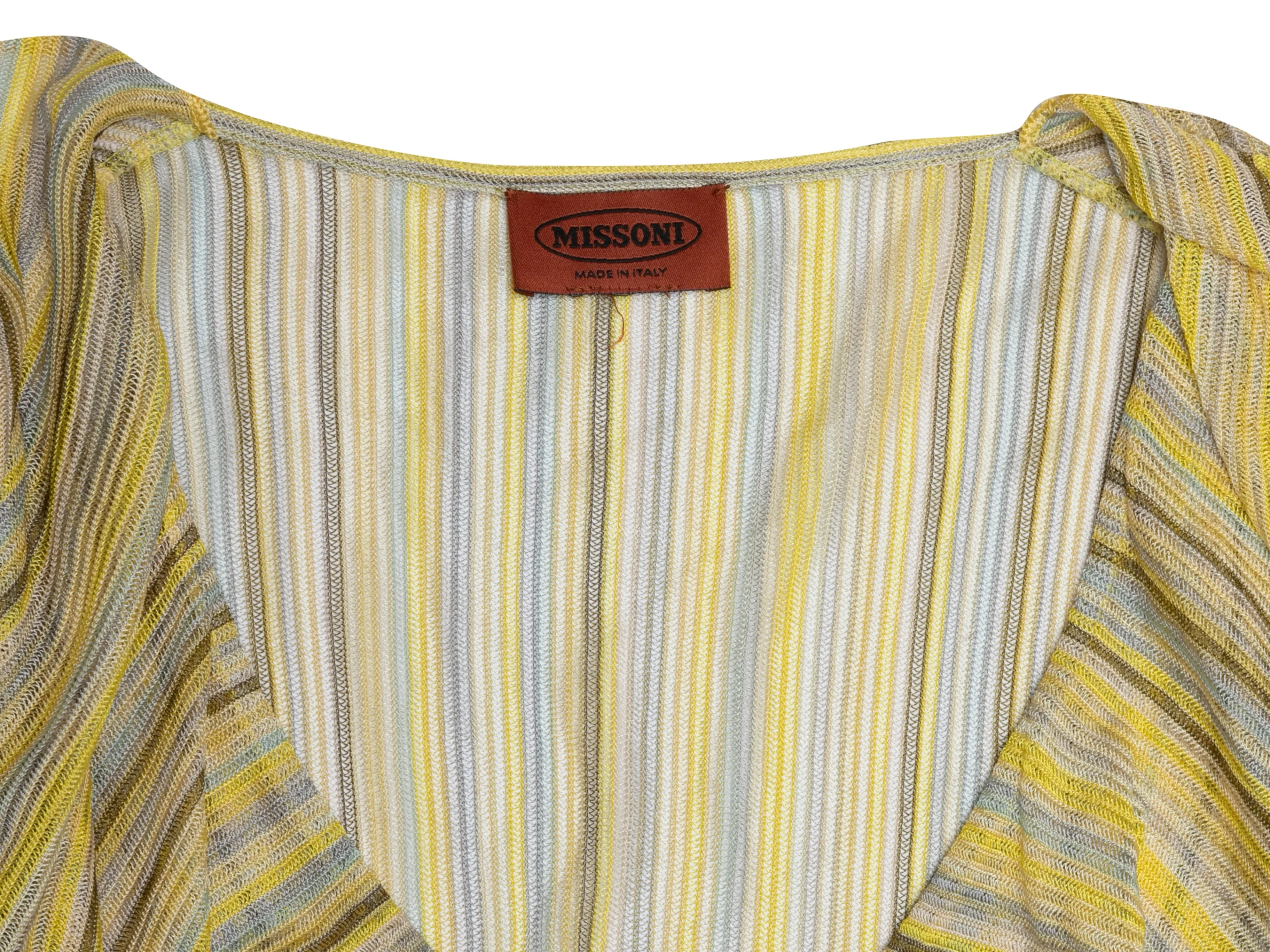 Mustard & Multicolor Missoni Striped Ruffle-Trimmed Top Size US M