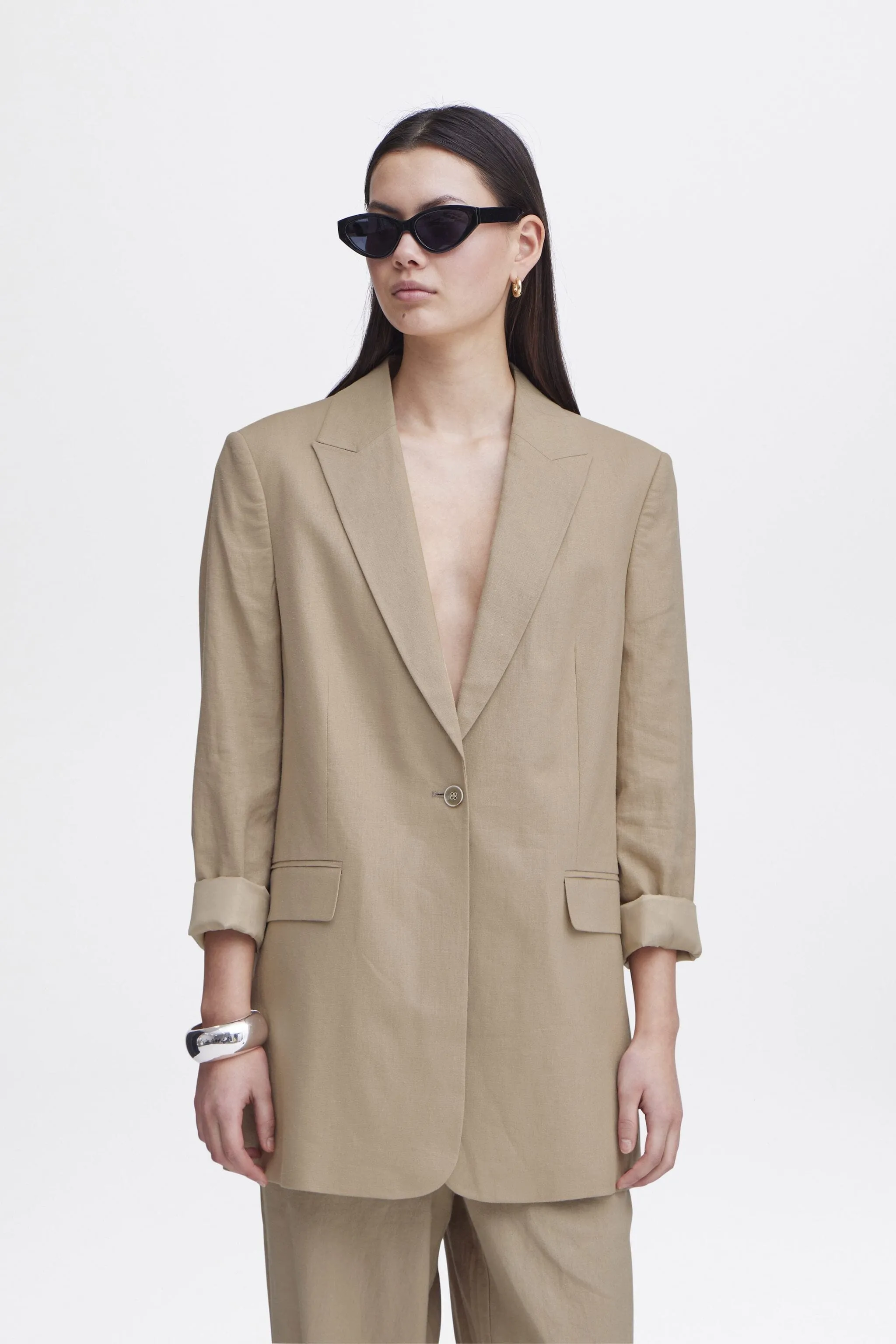 NATURAL LINEN BLEND BLAZER