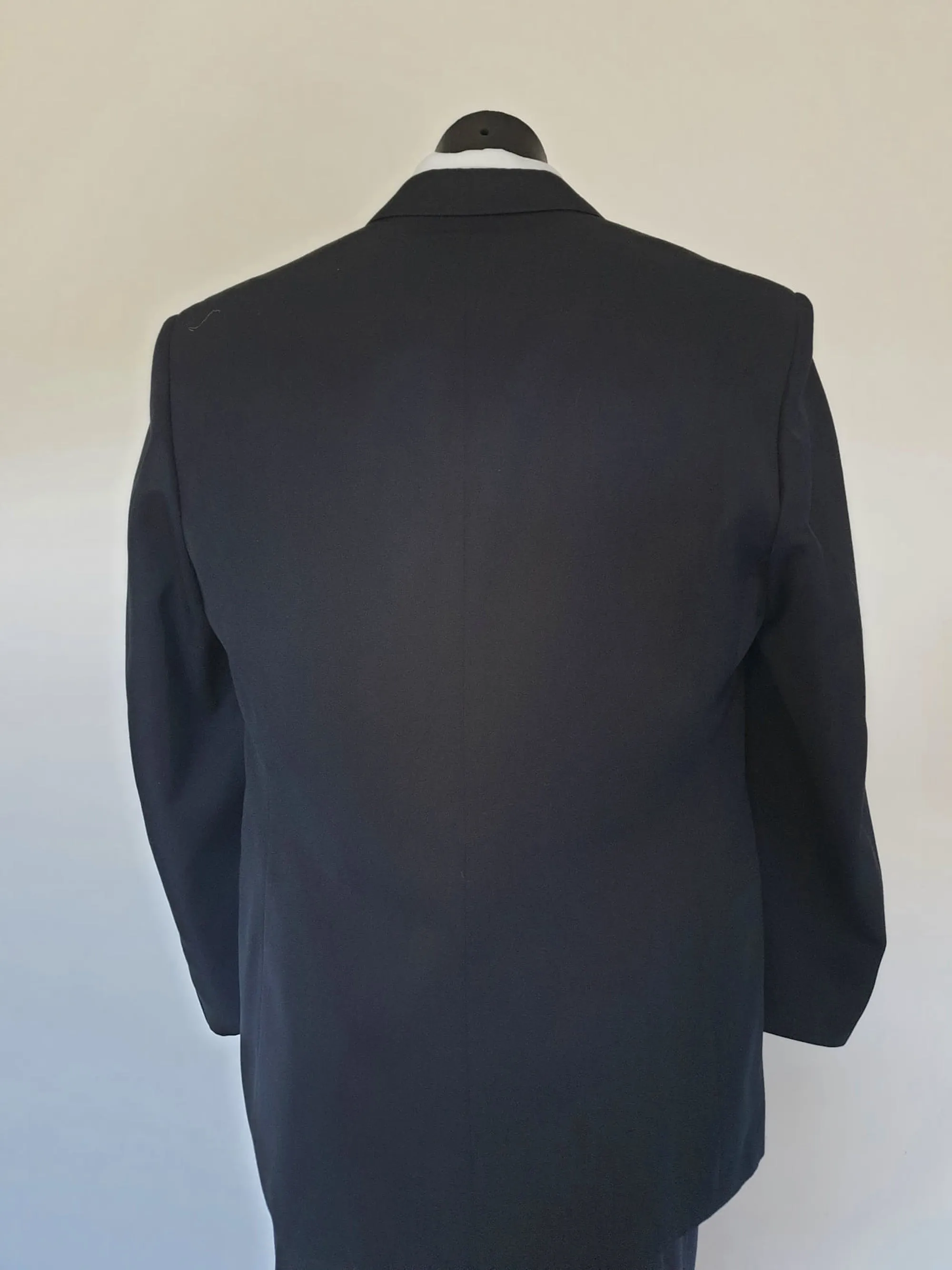 Navy Blue Double-breasted Gabardine Suit Jacket by Fletcher Jones - Size 107R