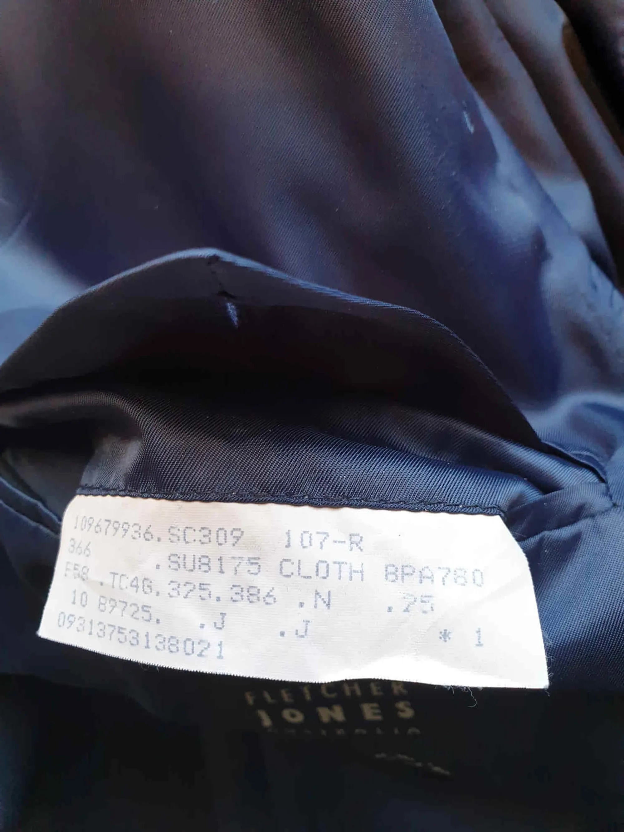 Navy Blue Double-breasted Gabardine Suit Jacket by Fletcher Jones - Size 107R
