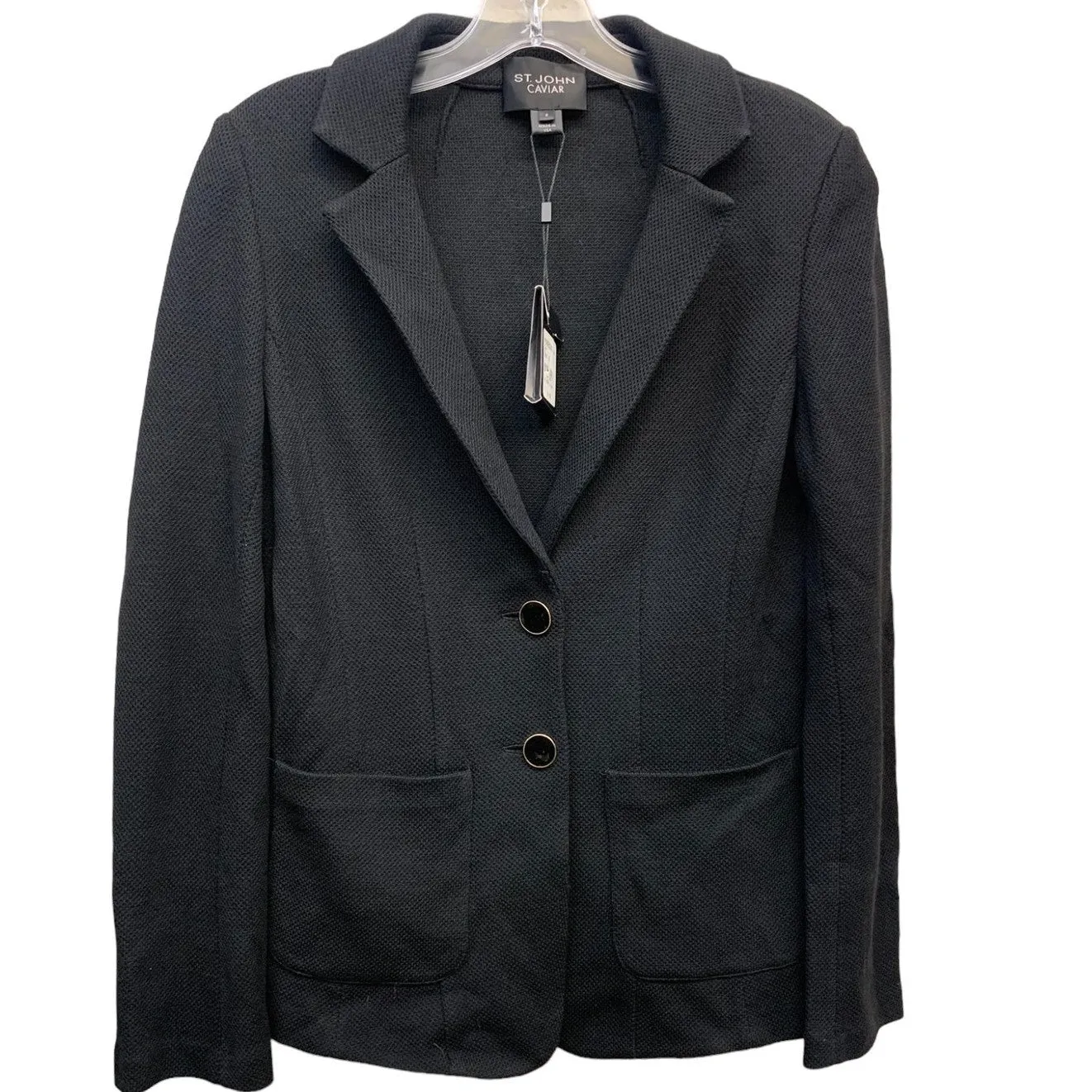 NWT St. John Caviar Black Blazer 2 Button Women's SZ 6