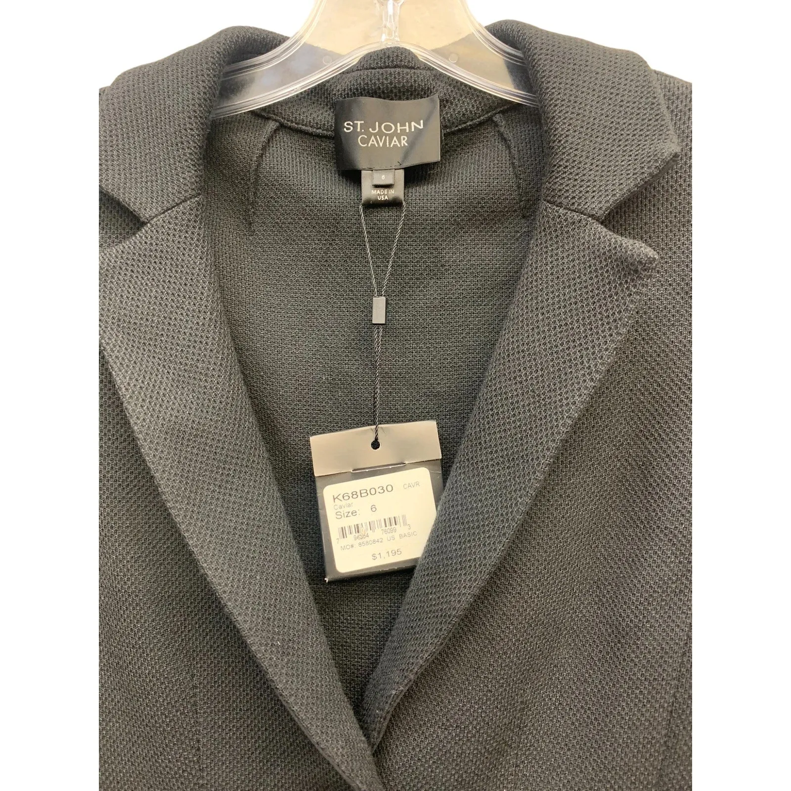 NWT St. John Caviar Black Blazer 2 Button Women's SZ 6