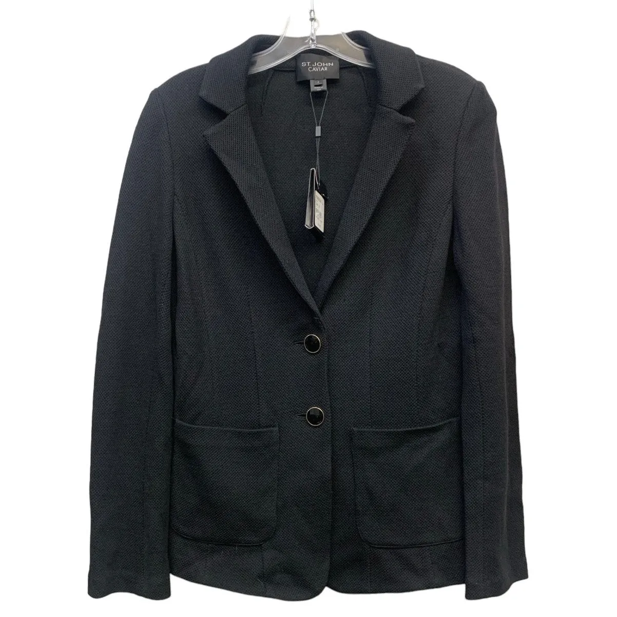 NWT St. John Caviar Black Blazer 2 Button Women's SZ 6
