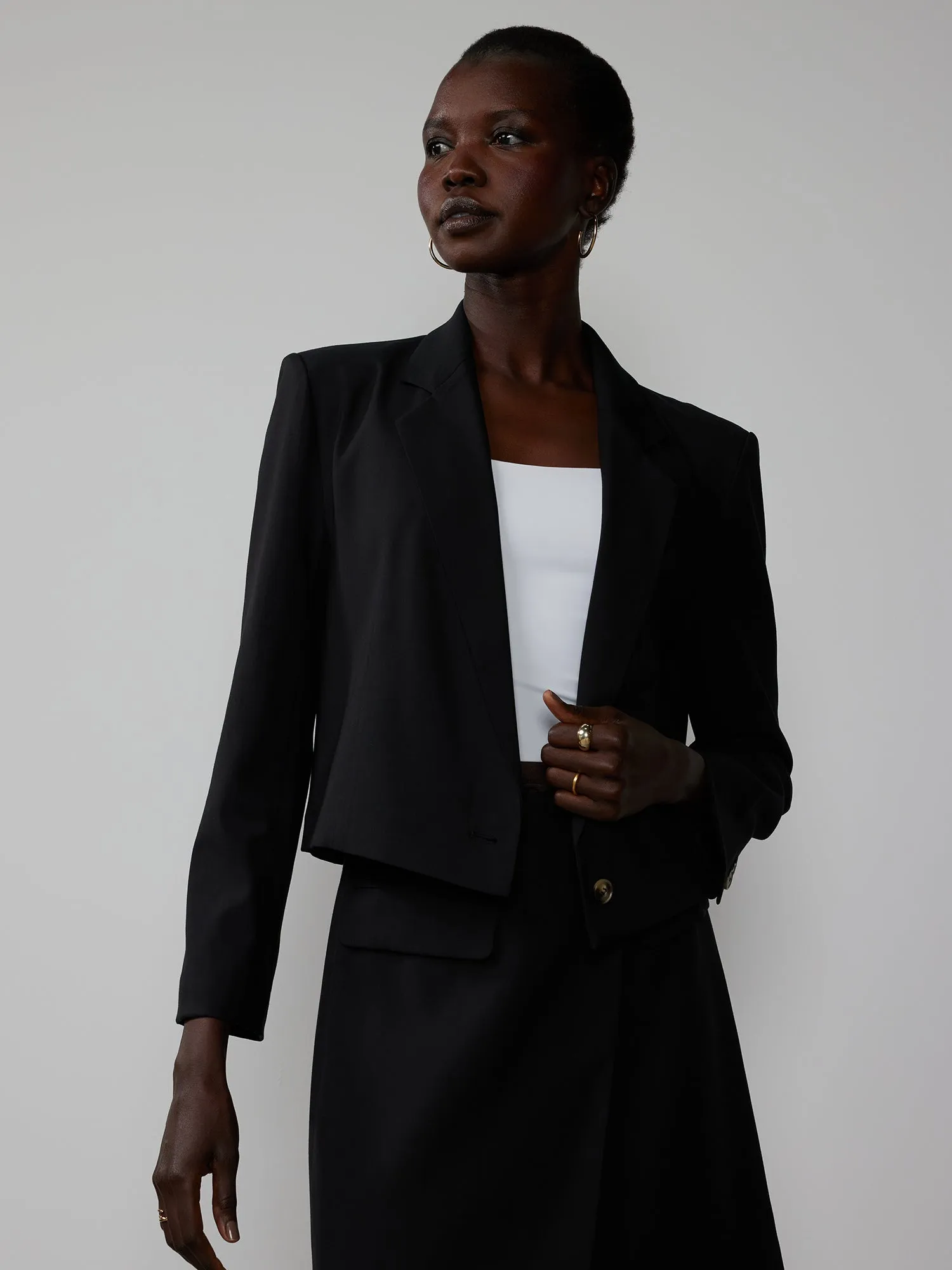 Oatmeal Heather Cropped Blazer