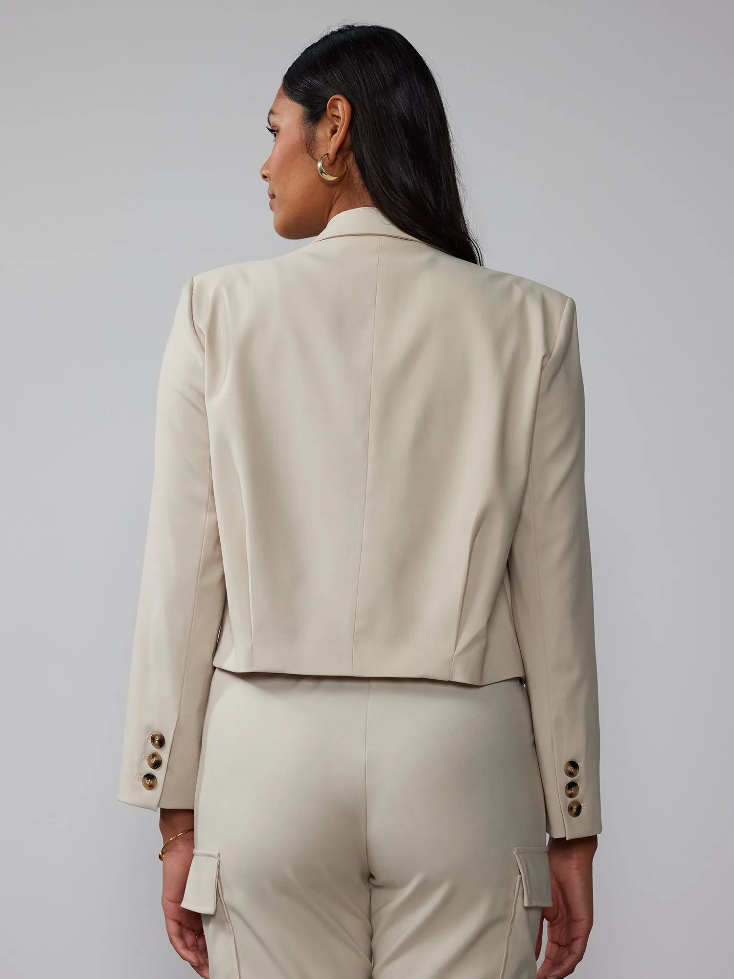 Oatmeal Heather Cropped Blazer