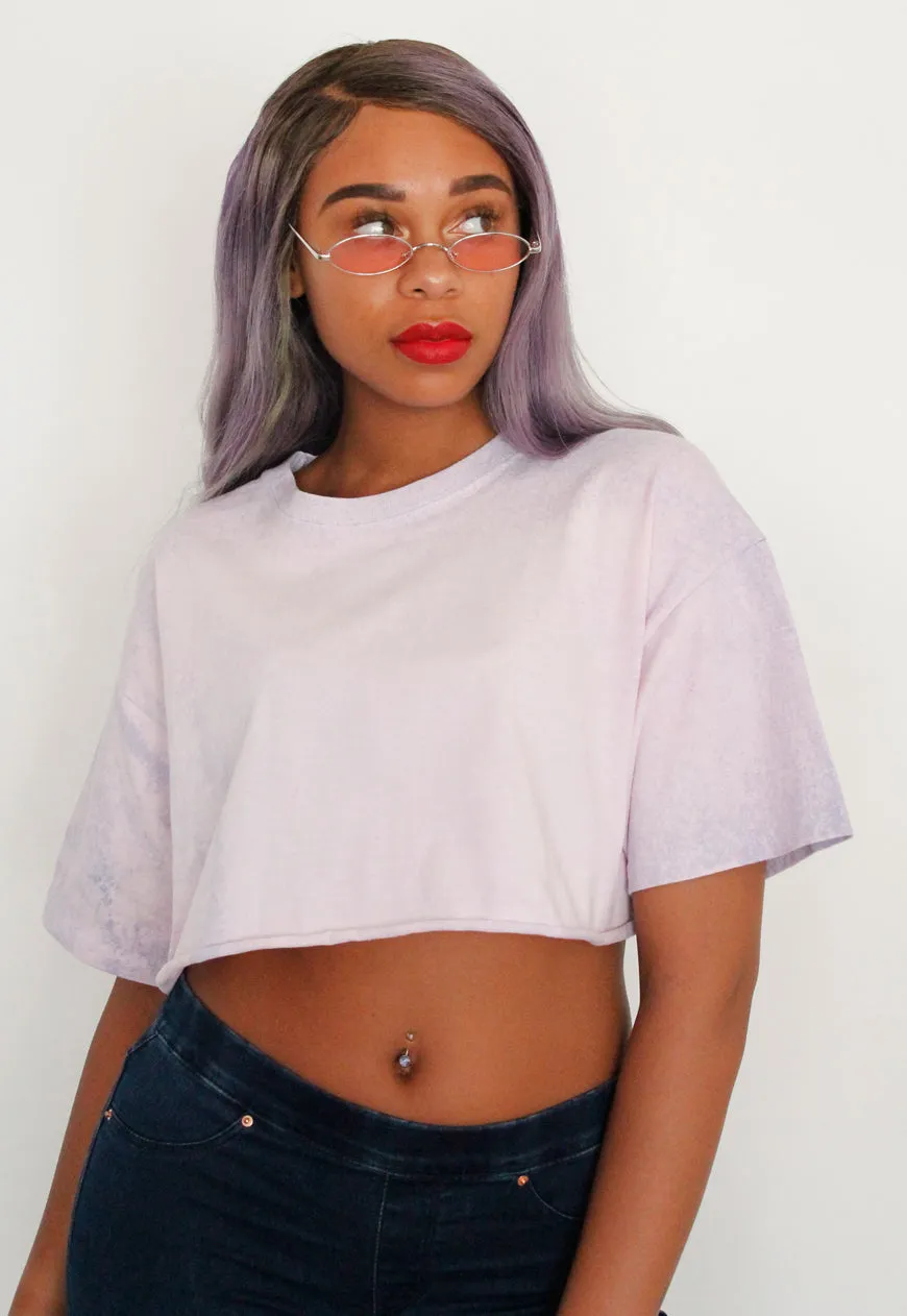 Oversized Lavender Bleached Crop Tee
