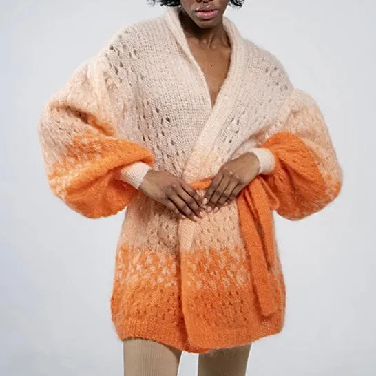 Puffchic Cardigan - Orange Ombre