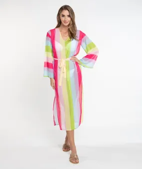 Rainbow Stripe Maxi Beach Dress