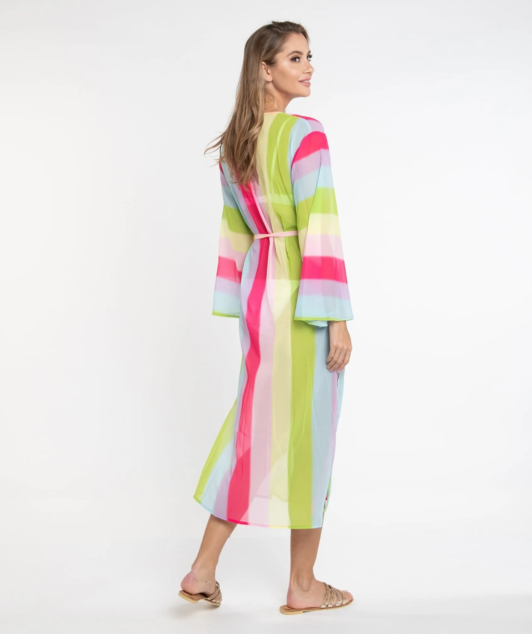Rainbow Stripe Maxi Beach Dress