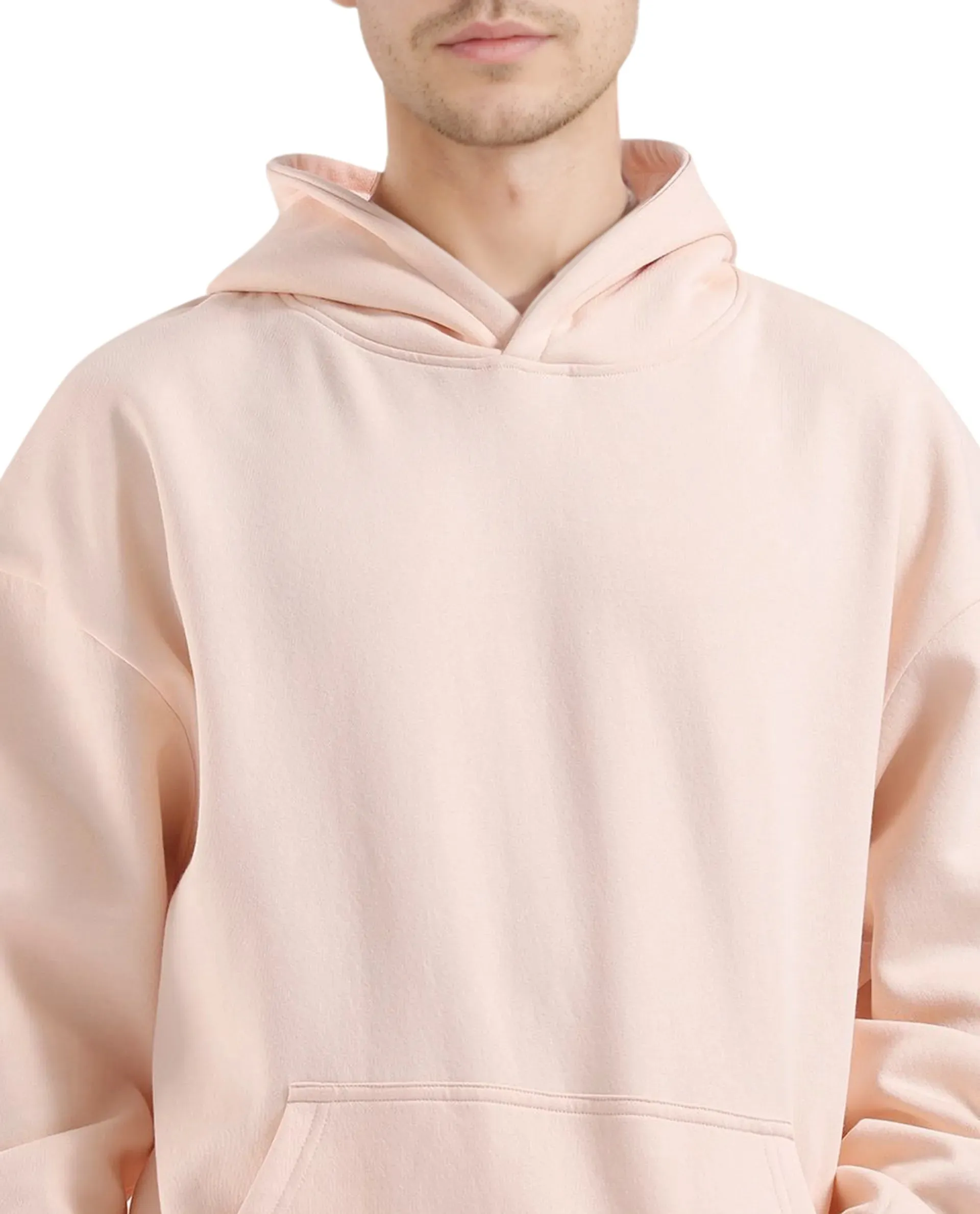 Rare Rabbit Men Laurl Light Pink Cotton Polyester Fabric Full Sleeve Hooded Boxy Fit Puff Printed Sweatshirt