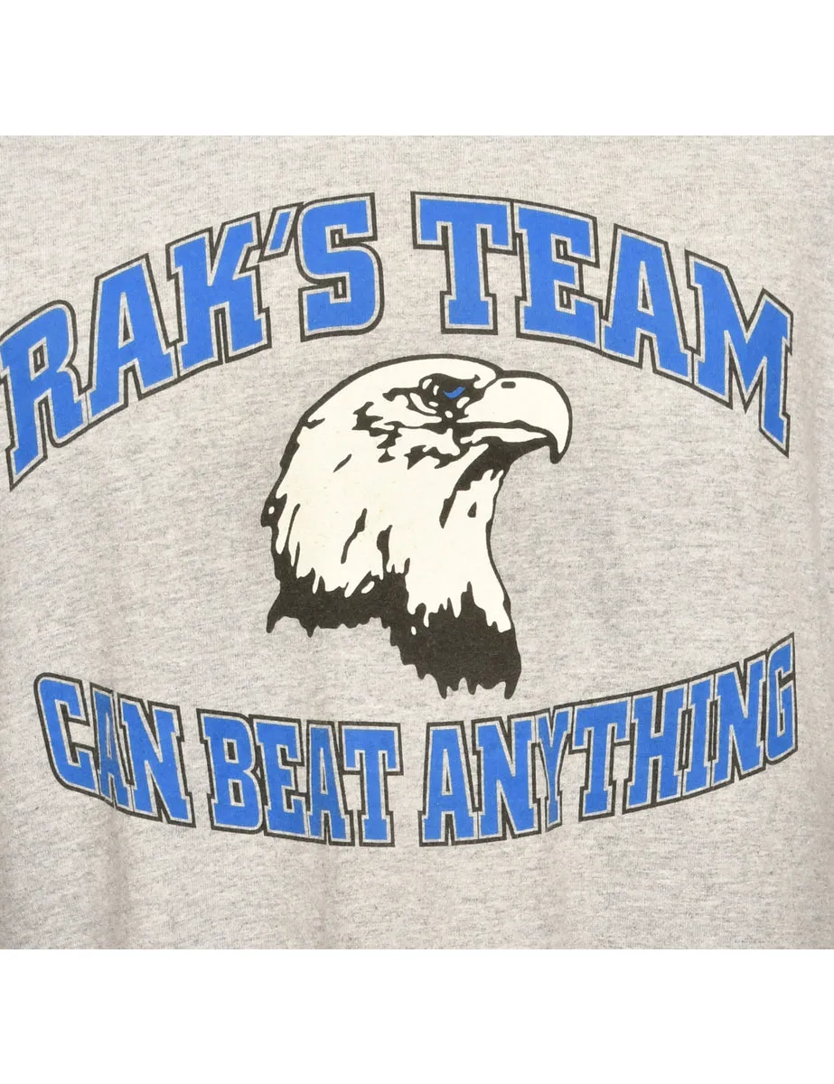 Rasks Bean Grey Printed T-shirt - L