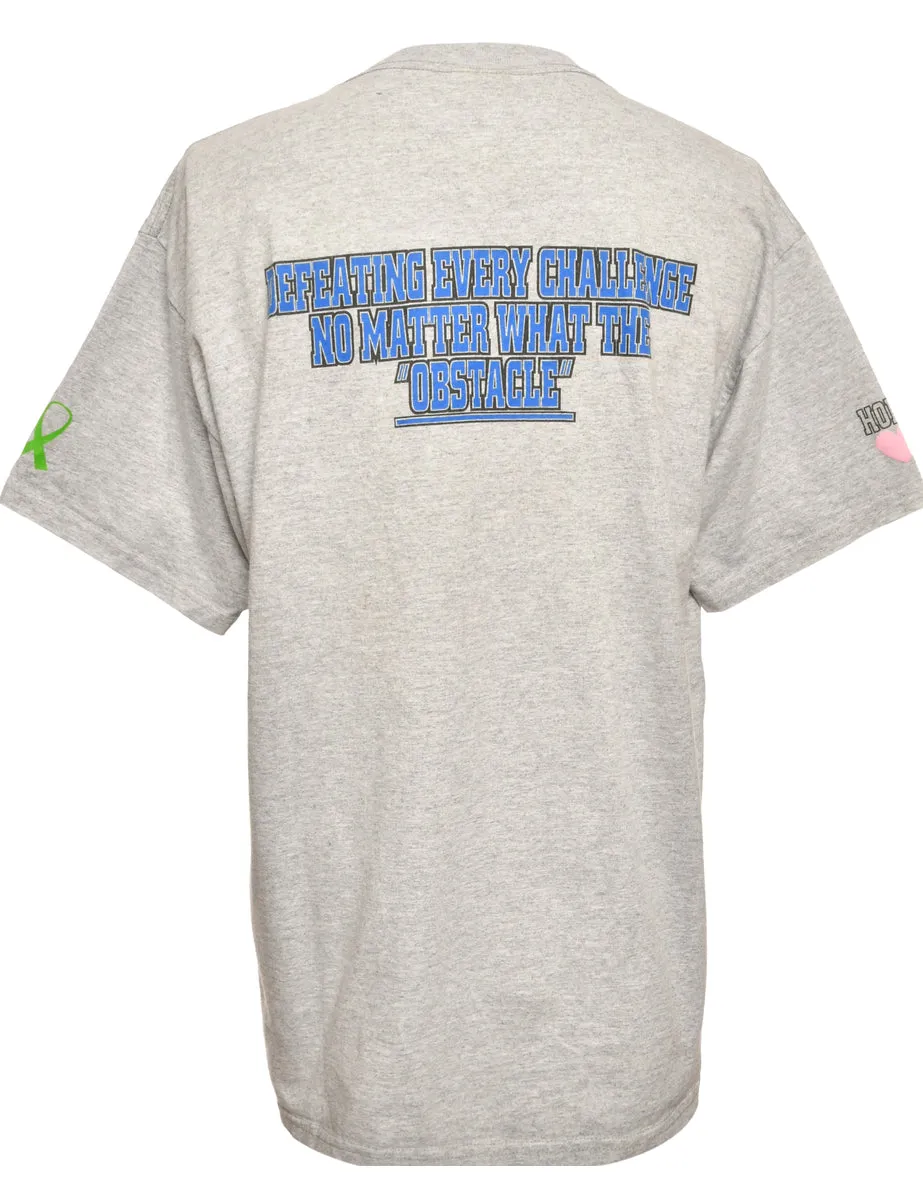 Rasks Bean Grey Printed T-shirt - L