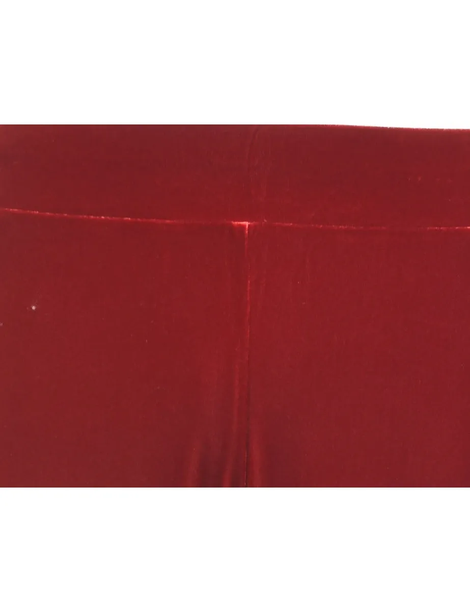 Red Elasticated Waist Velvet Trousers - W28 L27