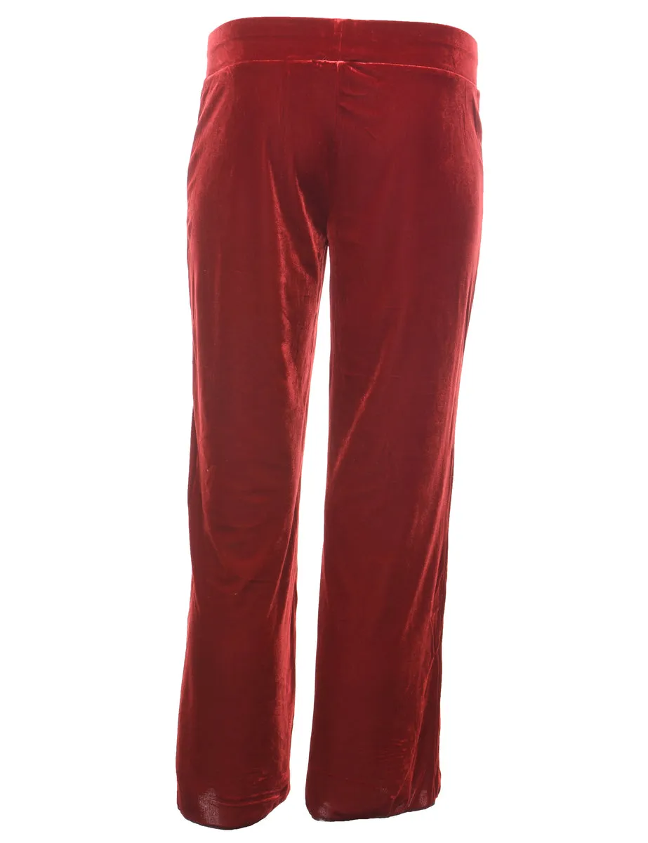 Red Elasticated Waist Velvet Trousers - W28 L27