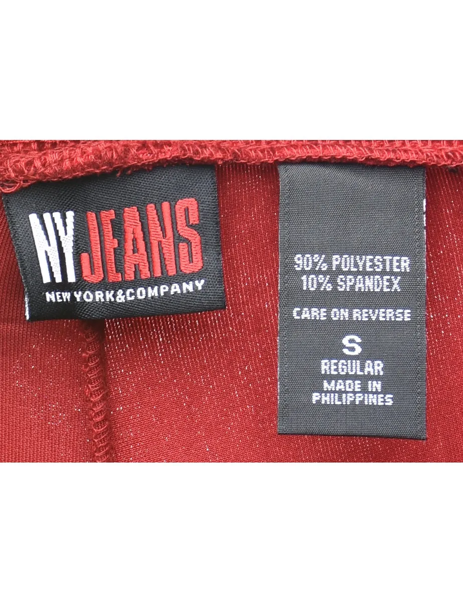 Red Elasticated Waist Velvet Trousers - W28 L27