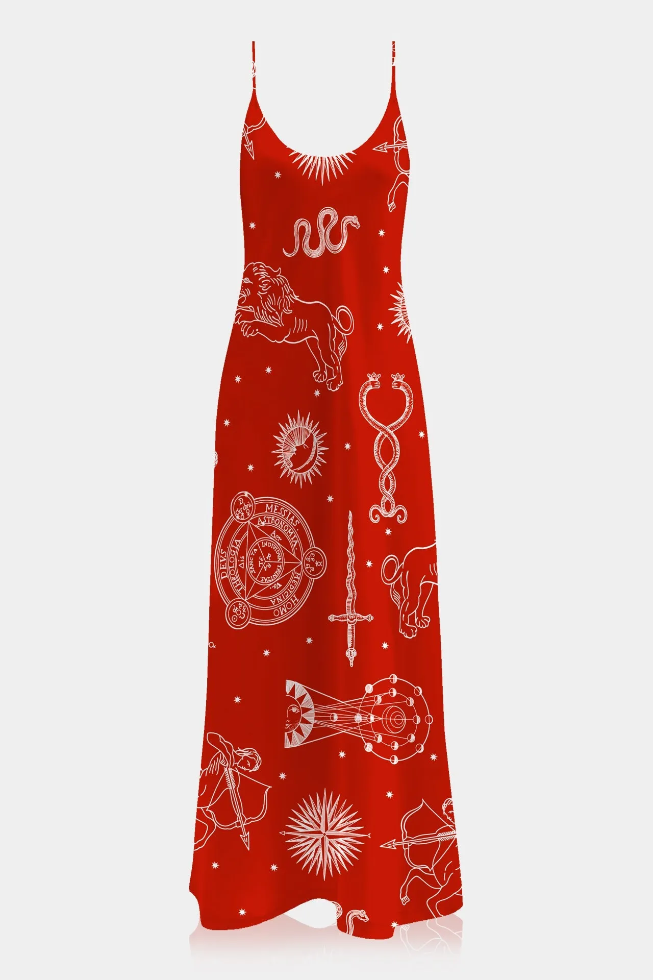 Red Floor Length Slip Dress