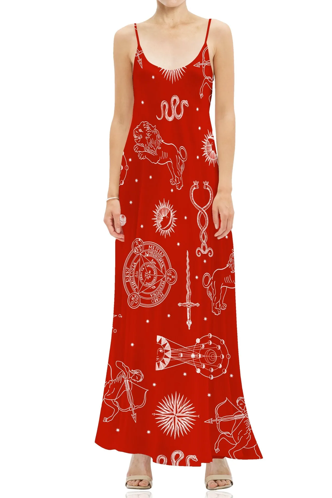 Red Floor Length Slip Dress
