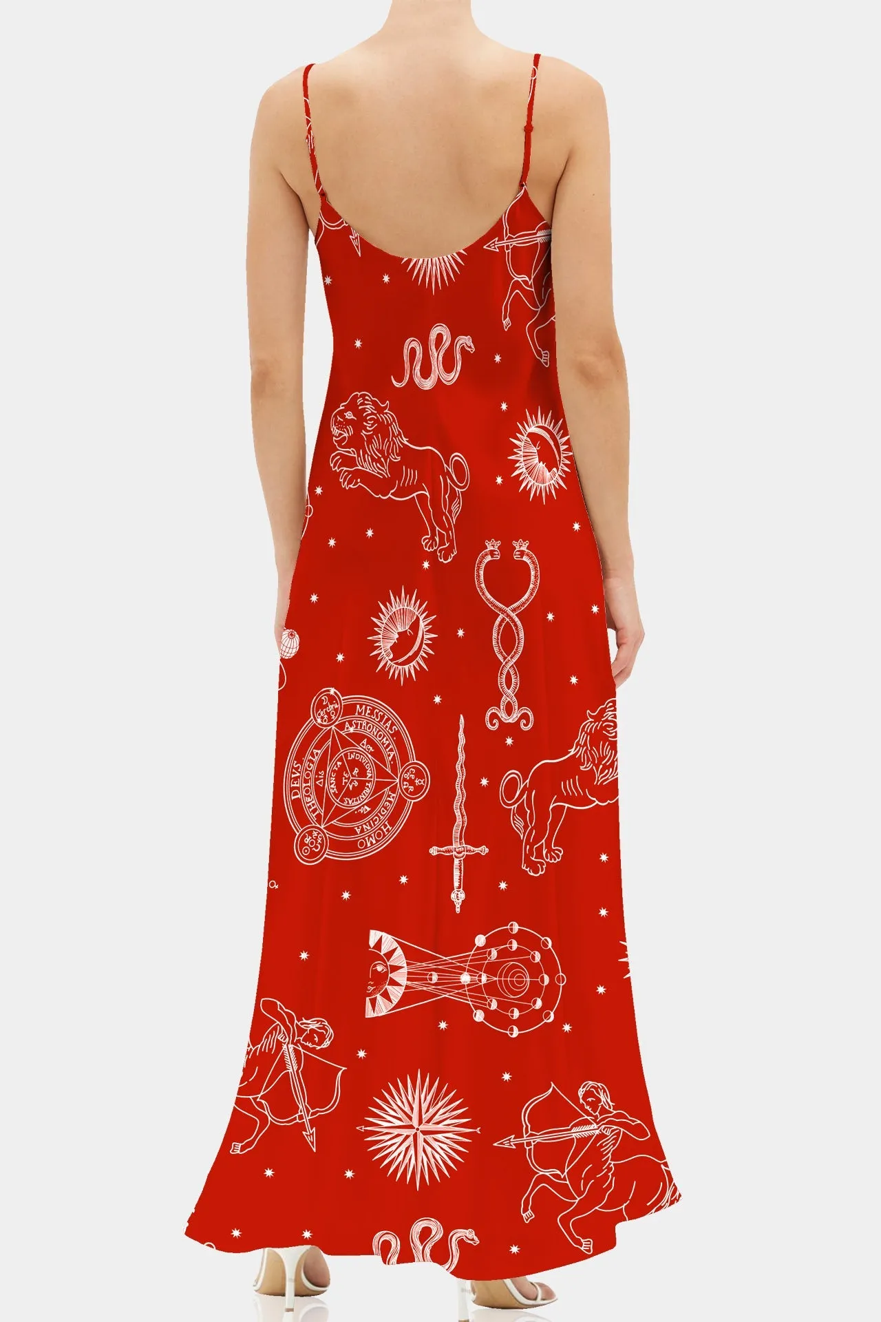 Red Floor Length Slip Dress