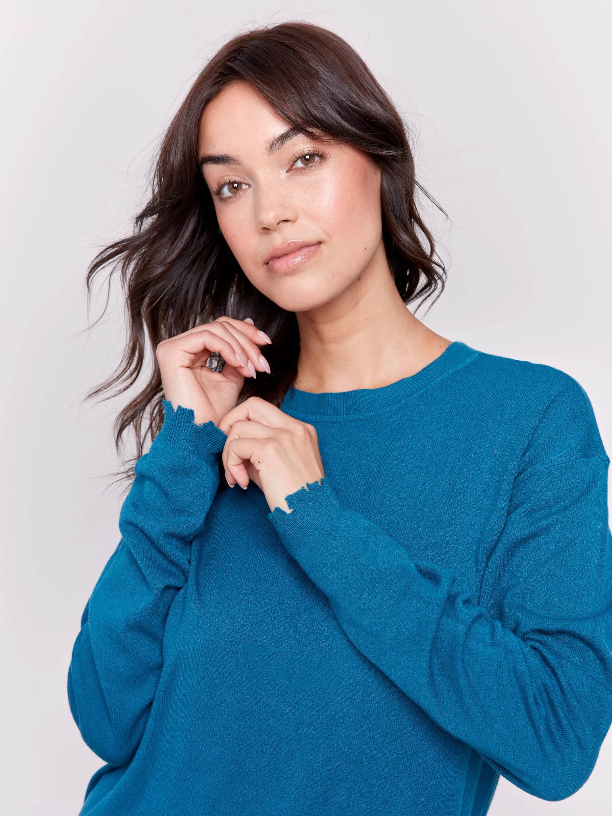 Ripped Edge Sweater Peacock #707