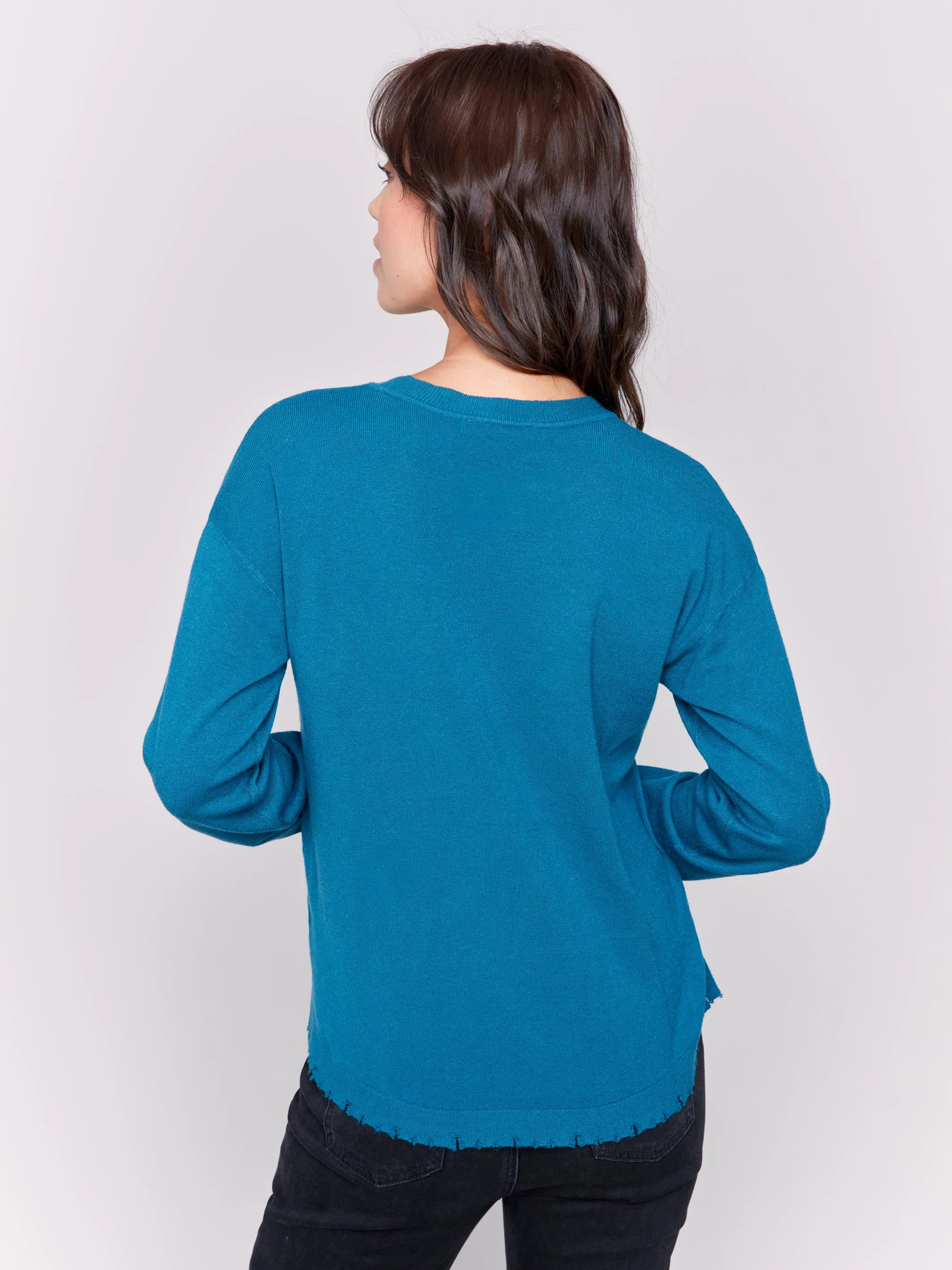 Ripped Edge Sweater Peacock #707