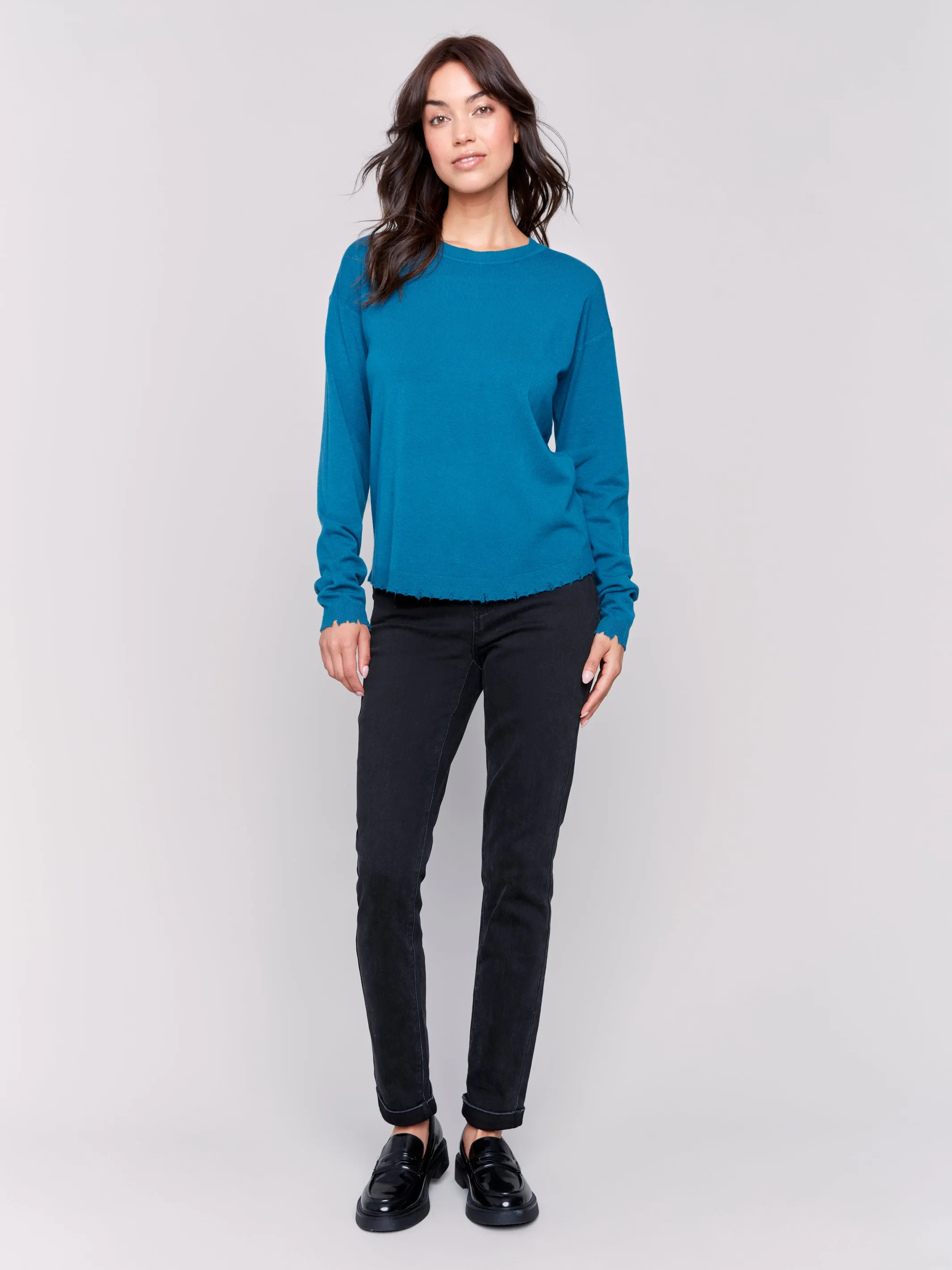 Ripped Edge Sweater Peacock #707