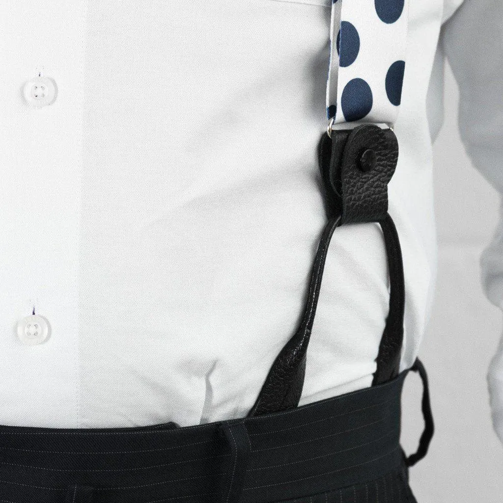 Sapphire Sphere - White & Blue Polka Dot Suspenders
