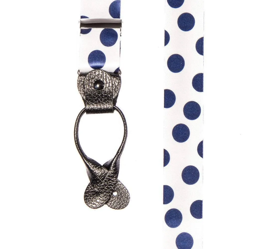 Sapphire Sphere - White & Blue Polka Dot Suspenders