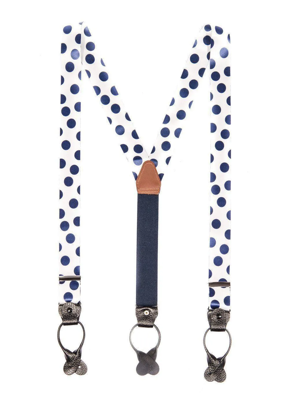 Sapphire Sphere - White & Blue Polka Dot Suspenders