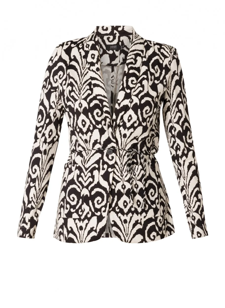 Shawl collar Ikat print Blazer