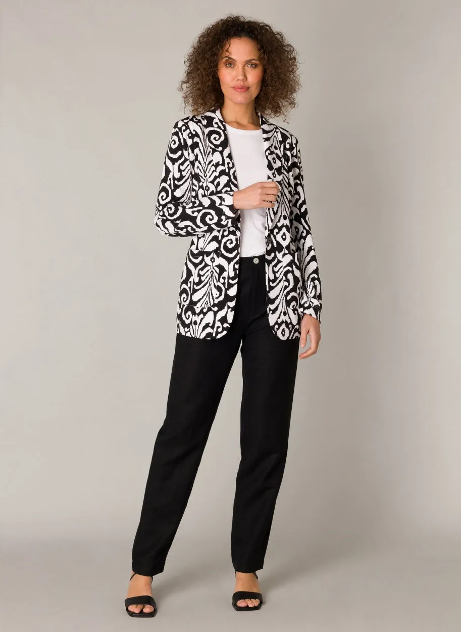 Shawl collar Ikat print Blazer