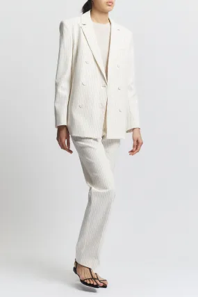 Shay Double Breasted Blazer, Ivory Pinstripe