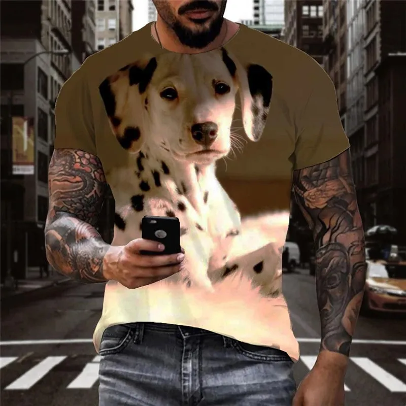 shirts dog Puppy Cute animal Casual men's Casual big Smart dogs art costume