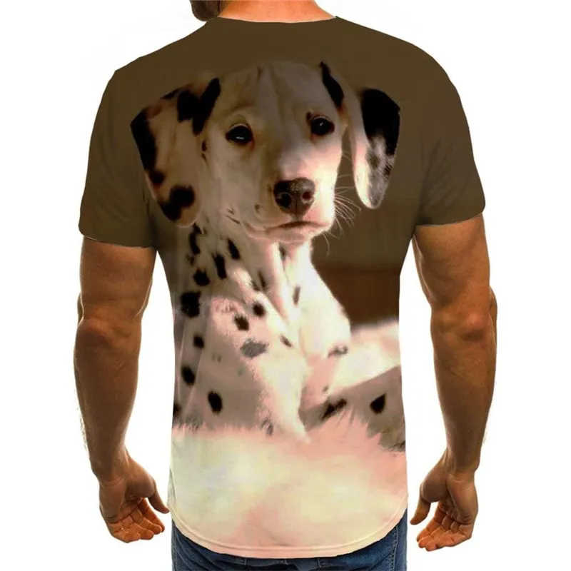 shirts dog Puppy Cute animal Casual men's Casual big Smart dogs art costume