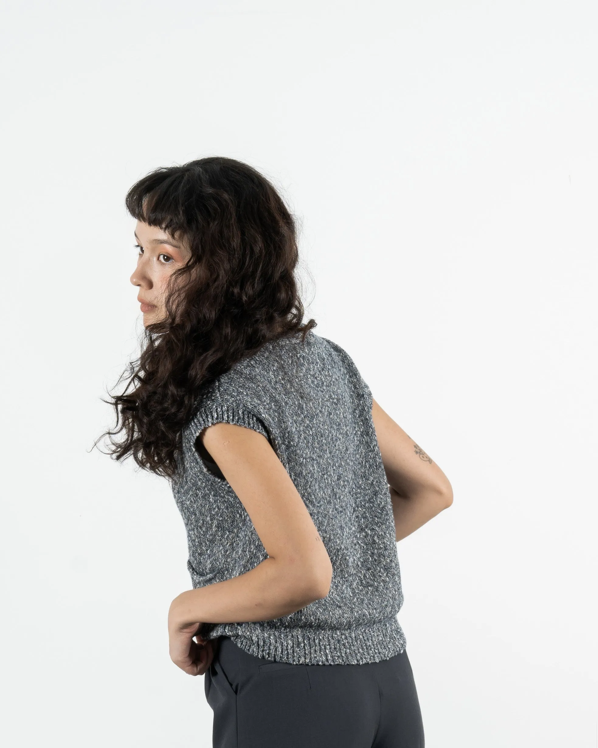 Sleeveless Knit Vest (Blue Mix)